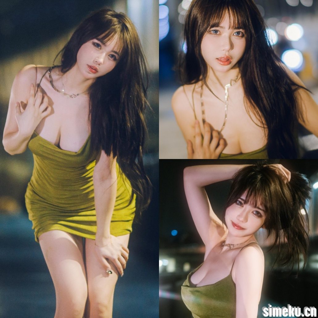 图片[1]-[超高颜值]深夜大桥绿色连衣裙陪你散步的女盆友[35P][FX0015]-次元集